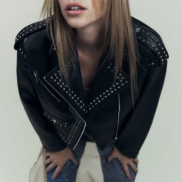 🖤 Zara Faux Leather Studded Jacket - Picture 9 of 13